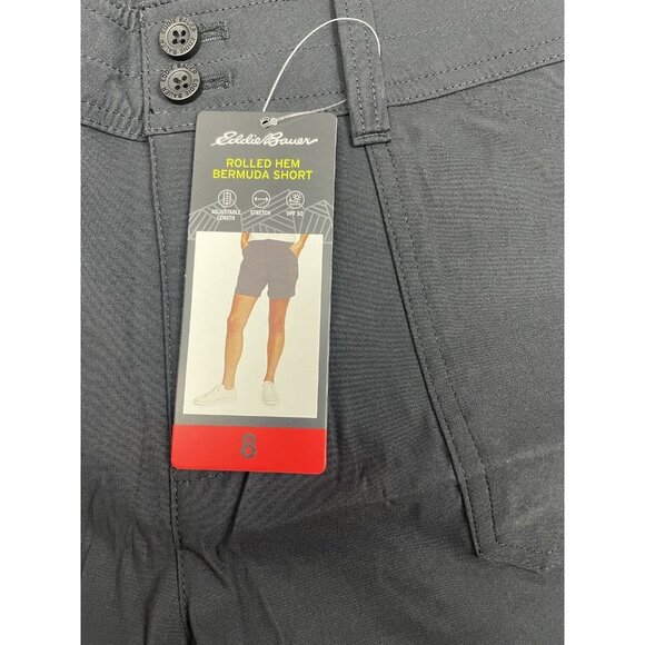 Eddie Bauer Ladies' Cargo Shorts Black Size 8 Pocket With Zipper Lightweight - Picture 14 of 14